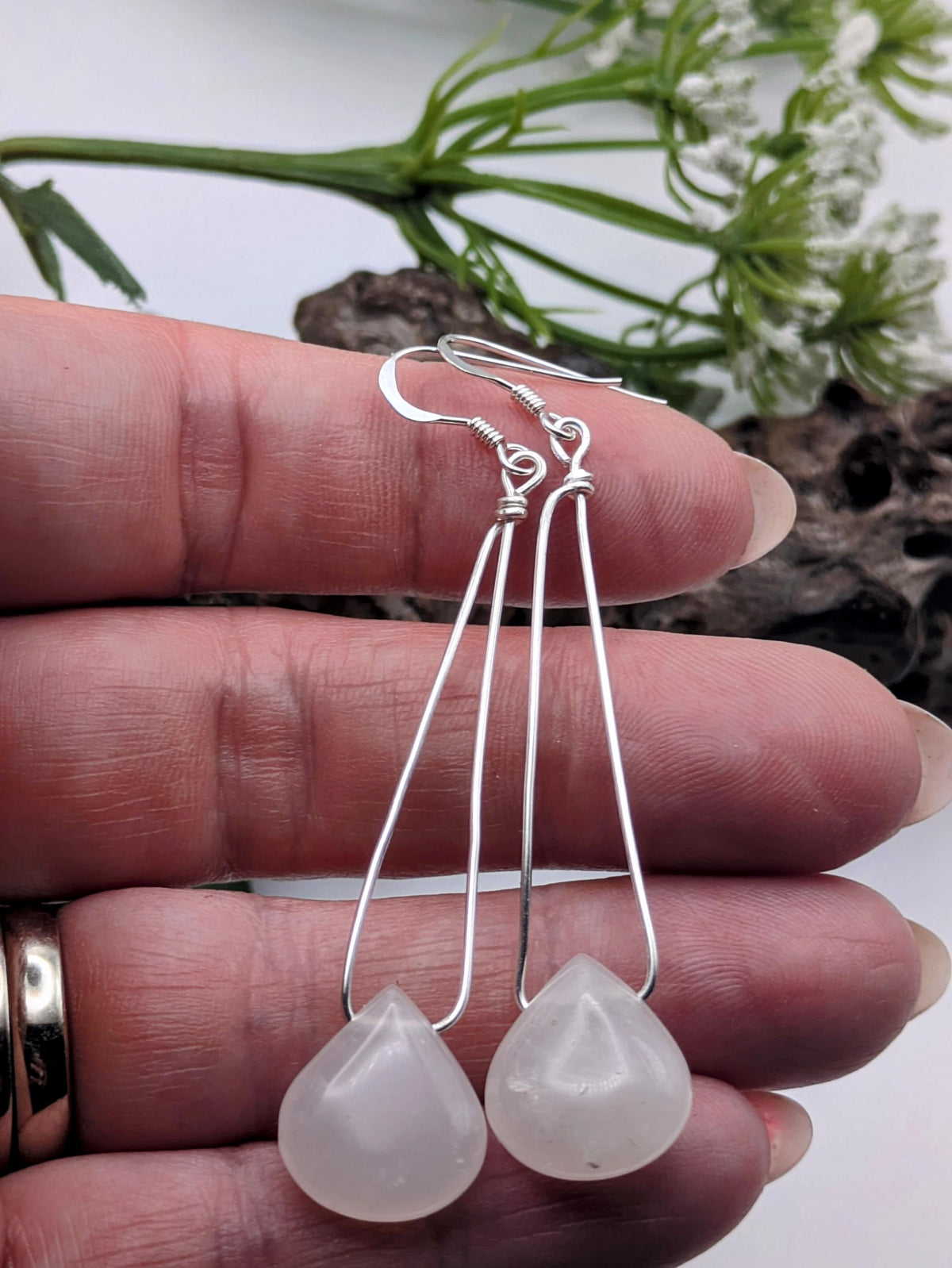Quartz and Silver Dangle Earrings: April Birthstone Jewellery