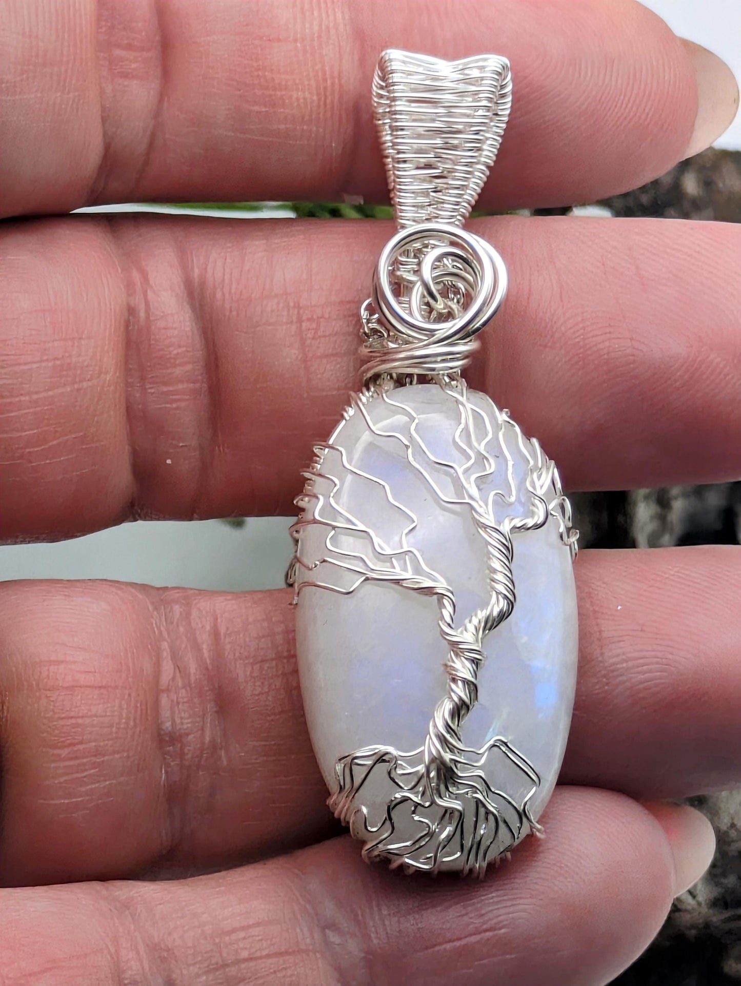 Sterling Silver Tree of Life Moonstone Pendant Necklace, Healing Crystal Jewellery