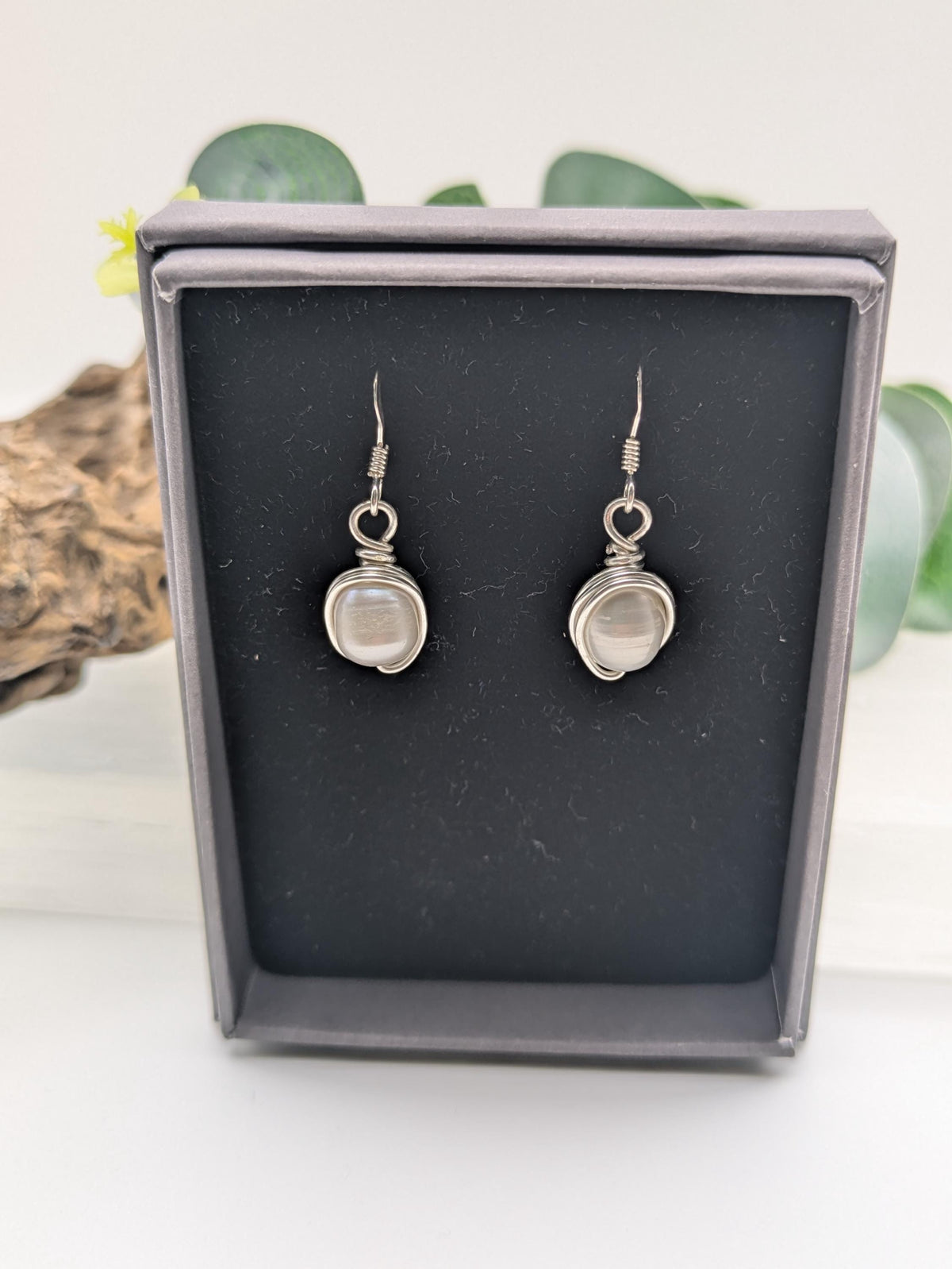 Dainty Silver Wrapped Freshwater Pearl Earrings, For The Lady Who Loves Timeless Elegance
