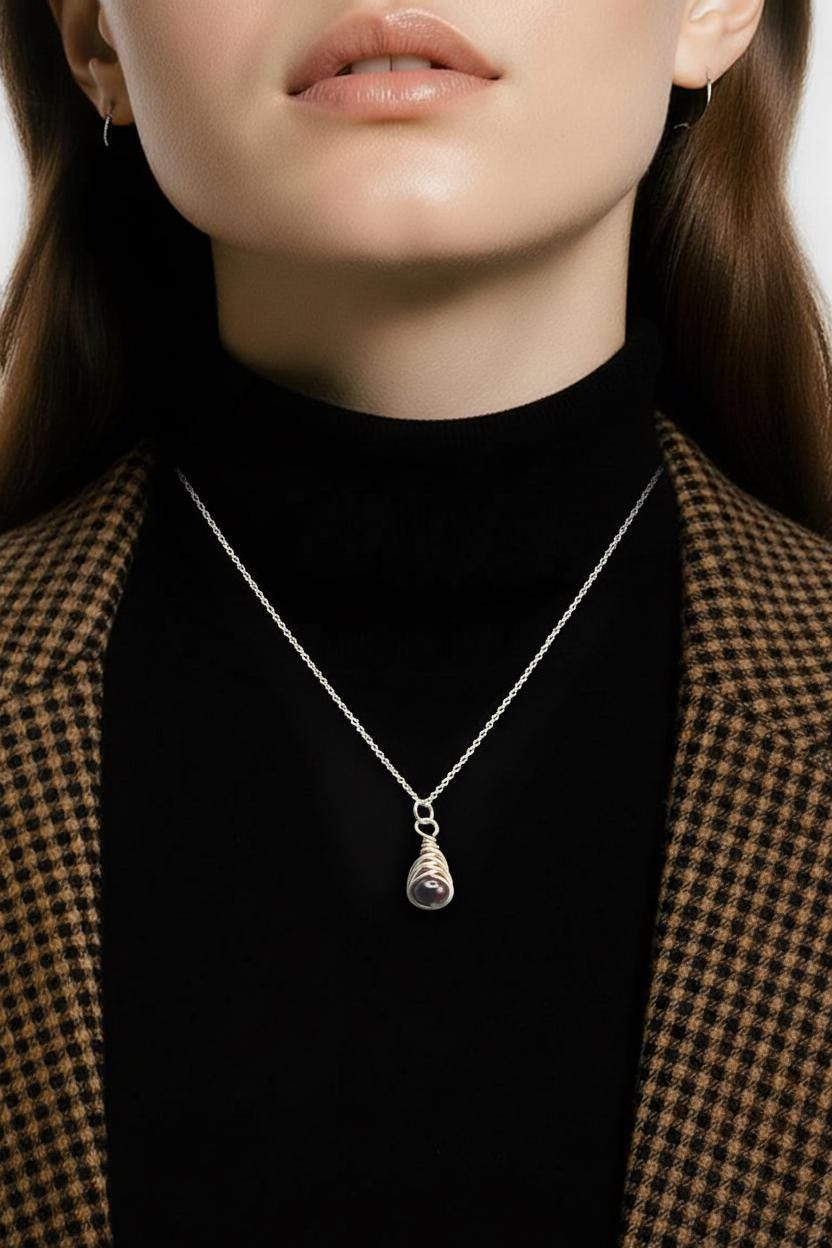 Garnet Birthstone Necklace: Sterling Silver January Crystal Pendant