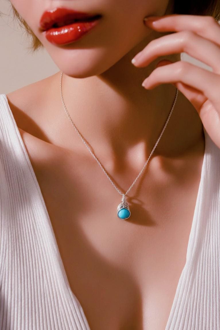 Aquamarine Sterling Silver Necklace: March Birthstone Crystal Pendant