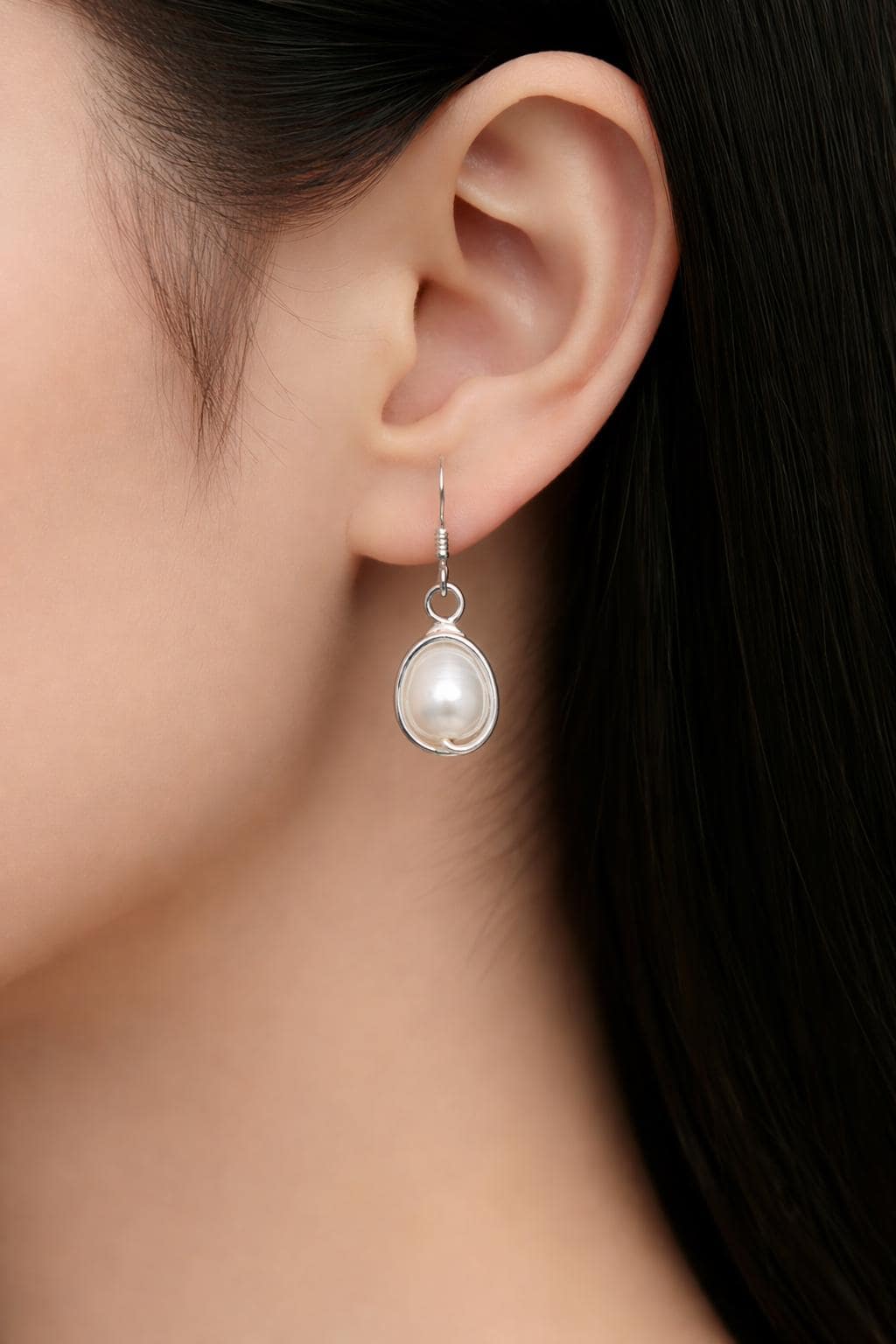 Dainty Silver Wrapped Freshwater Pearl Earrings, For The Lady Who Loves Timeless Elegance