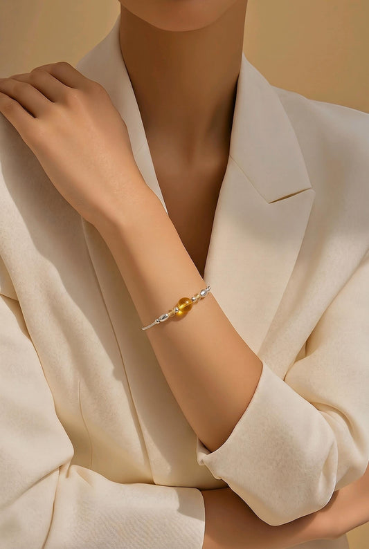 Handmade Citrine and Sterling Silver Bracelet - November Birthstone Jewellery