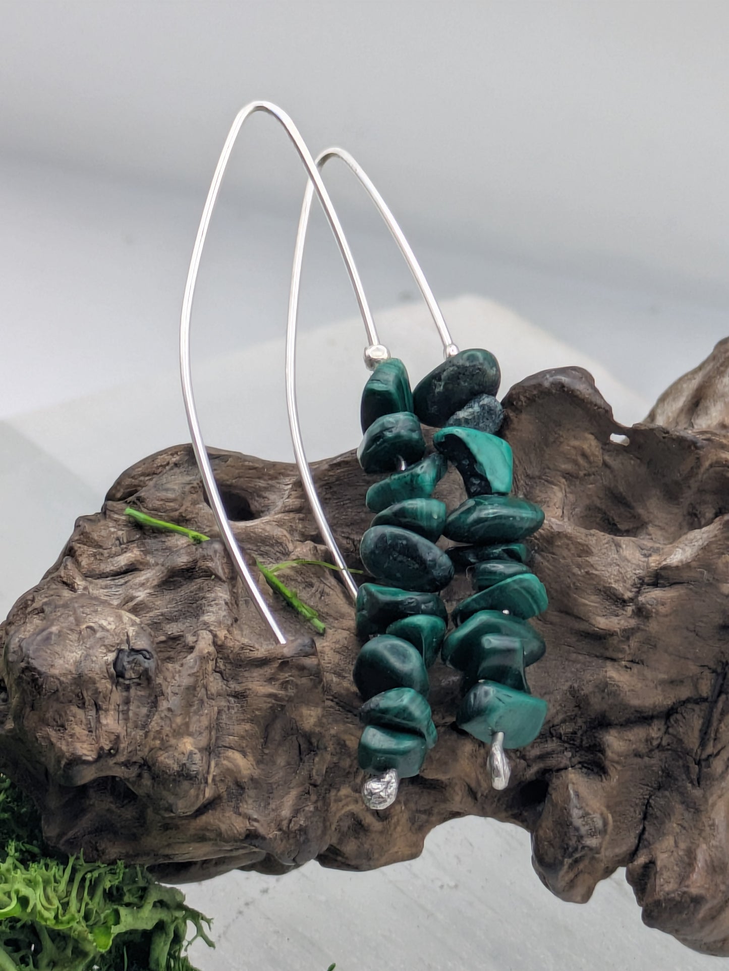 Malachite Sterling Silver Earrings, Handmade in the UK, Hypoallergenic Gemstone Jewellery for Everyday Confidence