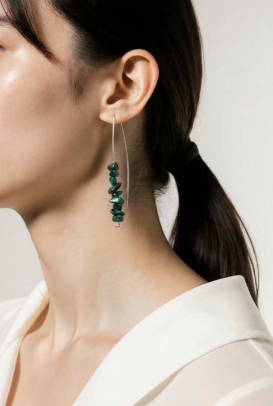 Malachite Sterling Silver Earrings, Handmade in the UK, Hypoallergenic Gemstone Jewellery for Everyday Confidence