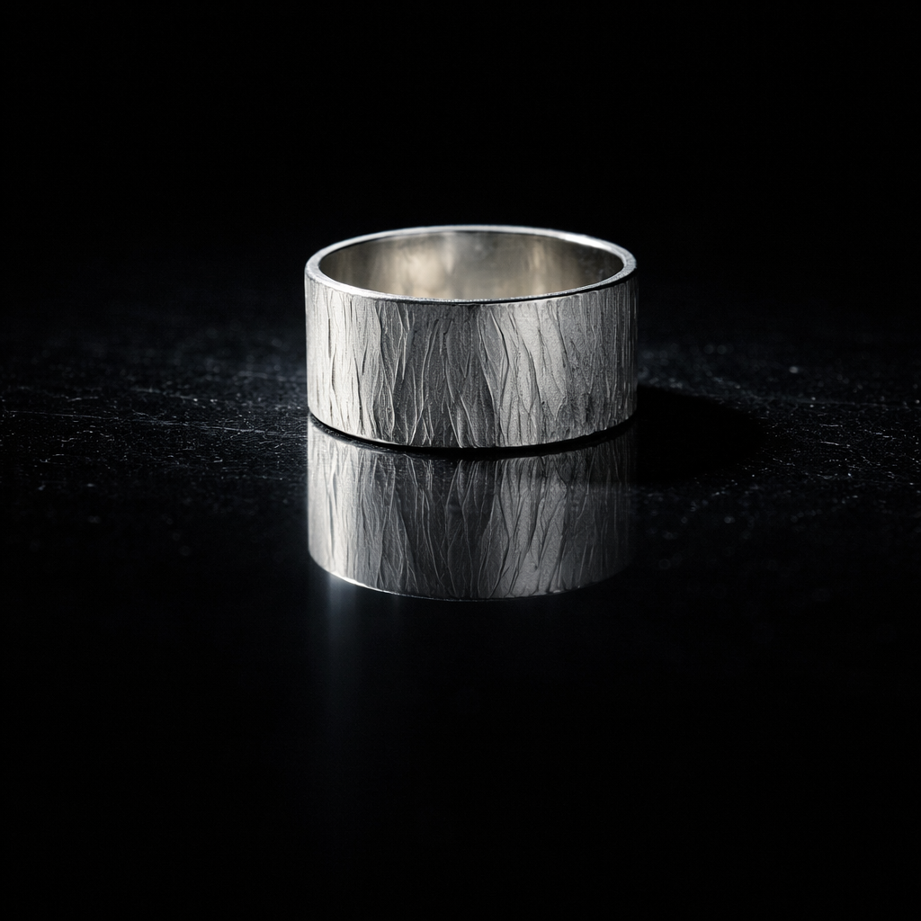 10mm Bark Textured Sterling Silver Ring, Raw, Earthy, Handcrafted Strength