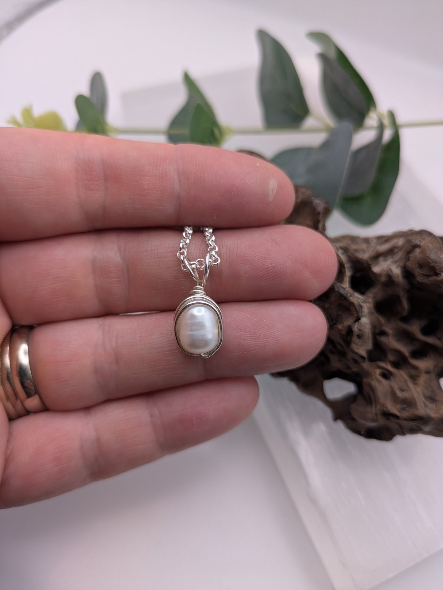 Freshwater Pearl Necklace Wrapped in Sterling Silver Grace