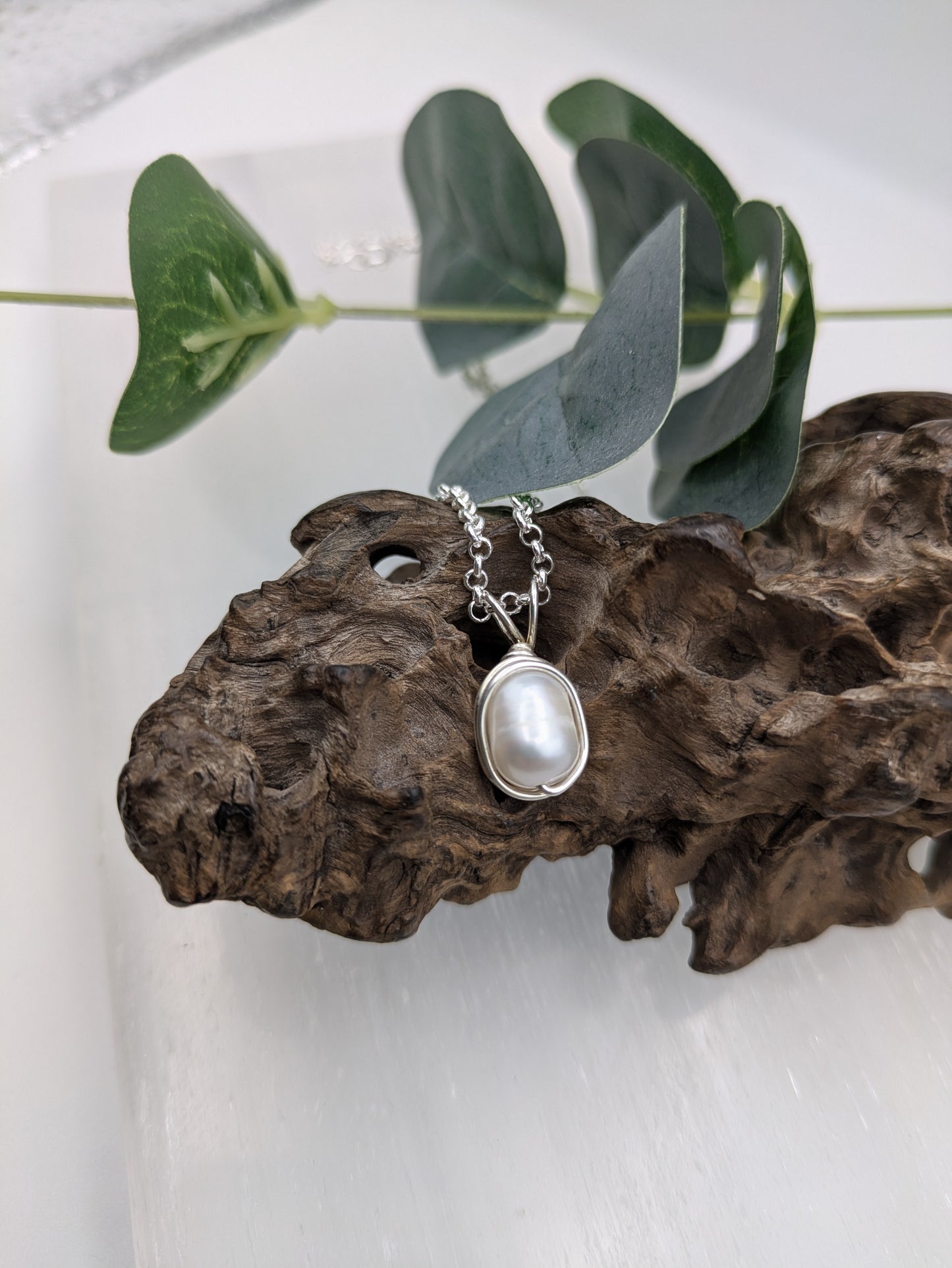 Freshwater Pearl Necklace Wrapped in Sterling Silver Grace