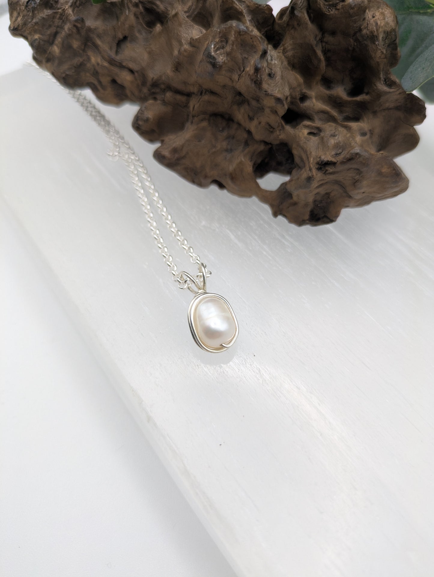 Freshwater Pearl Necklace Wrapped in Sterling Silver Grace