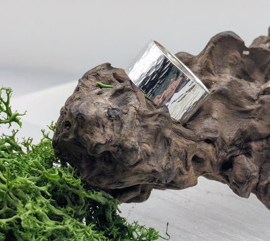 10mm Bark Textured Sterling Silver Ring, Raw, Earthy, Handcrafted Strength