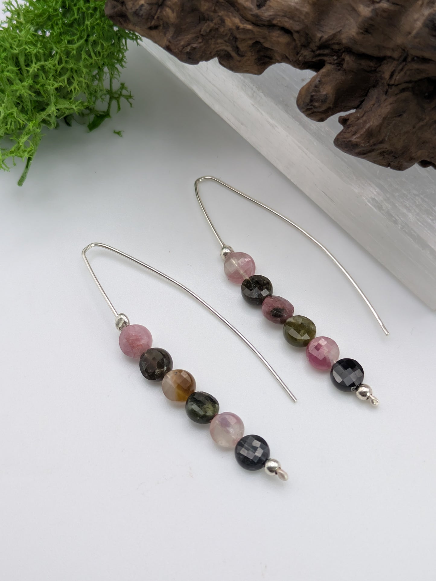 Multi‑Coloured Tourmaline and Sterling Silver Earrings, A Little Colour Therapy for Your Soul
