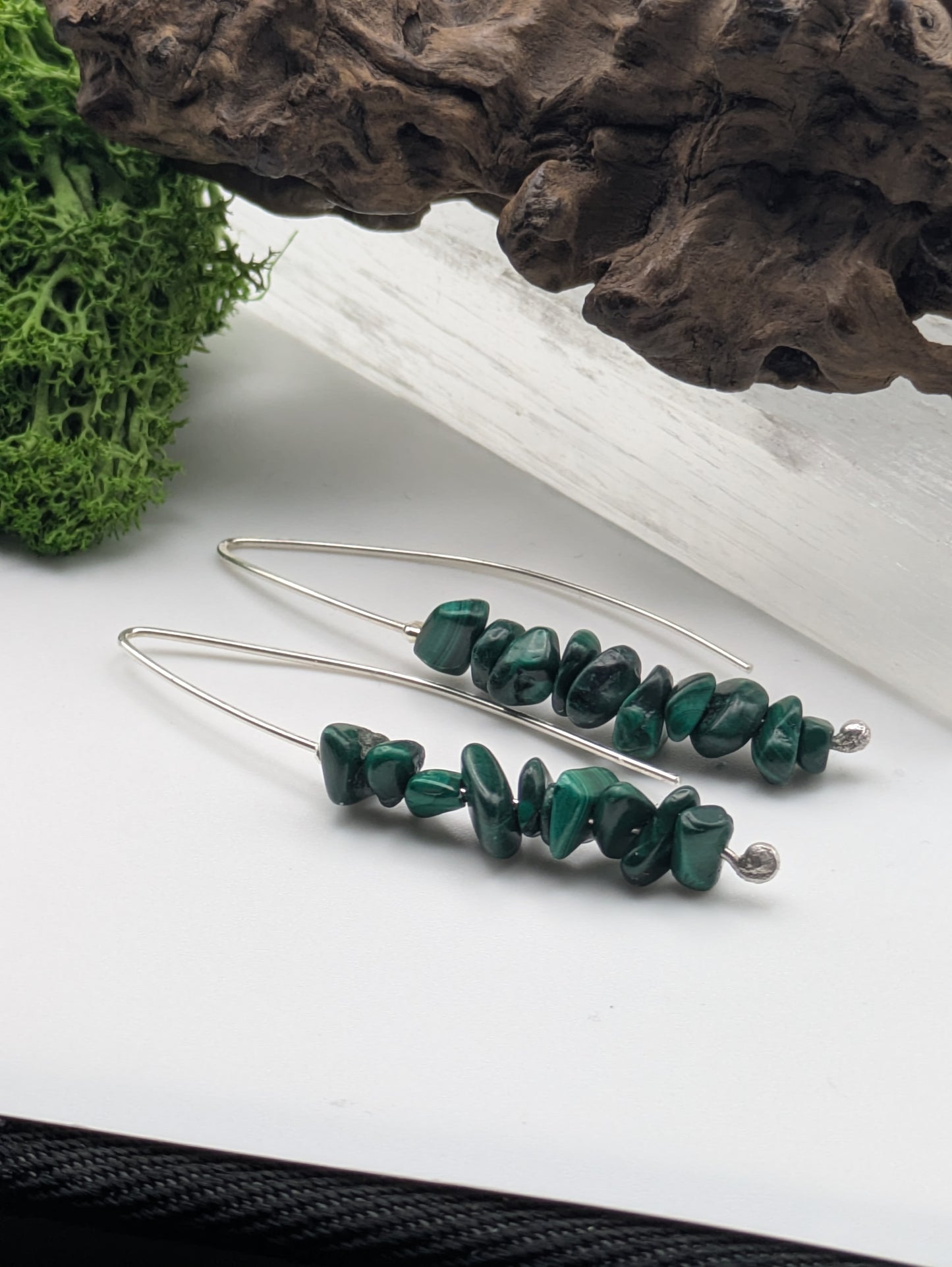 Malachite Sterling Silver Earrings, Handmade in the UK, Hypoallergenic Gemstone Jewellery for Everyday Confidence