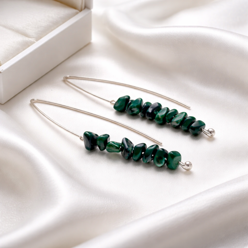 Malachite Sterling Silver Earrings, Handmade in the UK, Hypoallergenic Gemstone Jewellery for Everyday Confidence