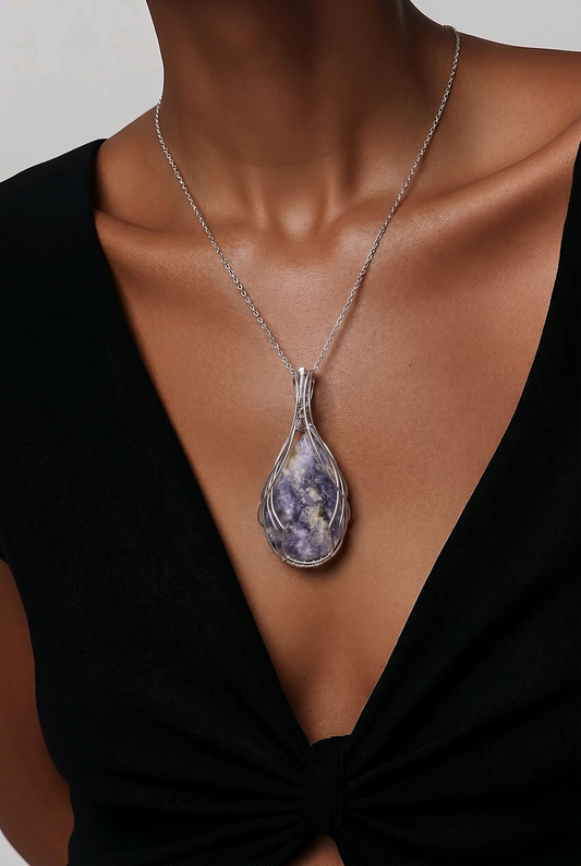 Tiffany Jasper Wrapped in Sterling Silver, Grounding Pendant of Tranquility & Strength