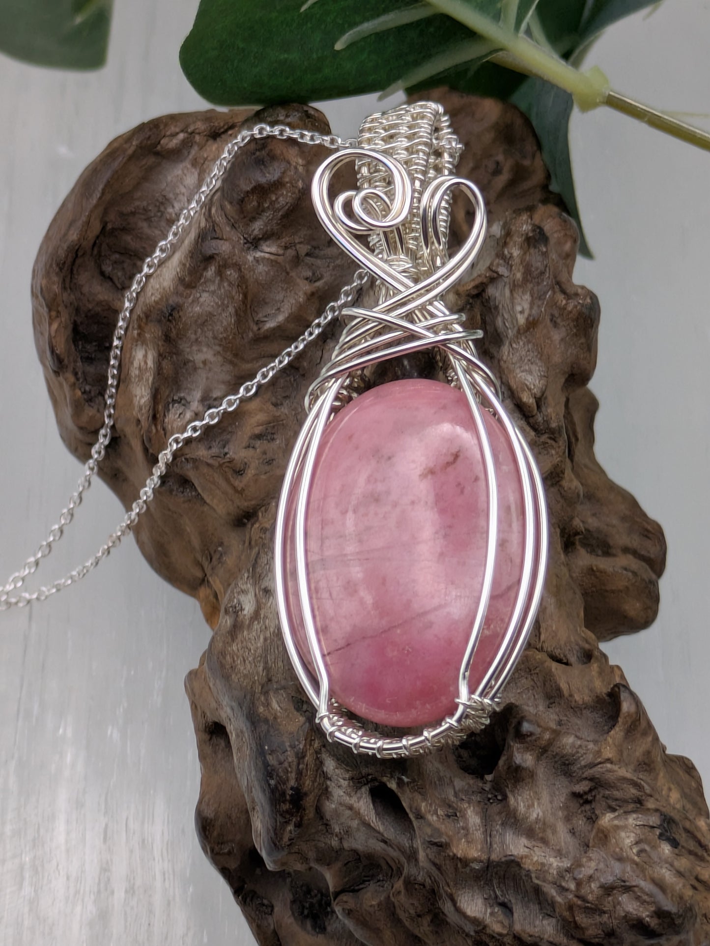 Statement rhodonite pendant handcrafted in recycled silver made to celebrate your inner strength and heart-led confidence