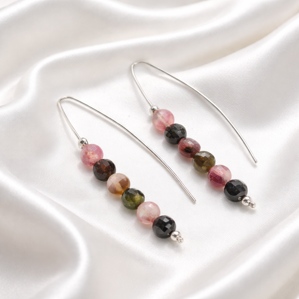 Multi‑Coloured Tourmaline and Sterling Silver Earrings, A Little Colour Therapy for Your Soul