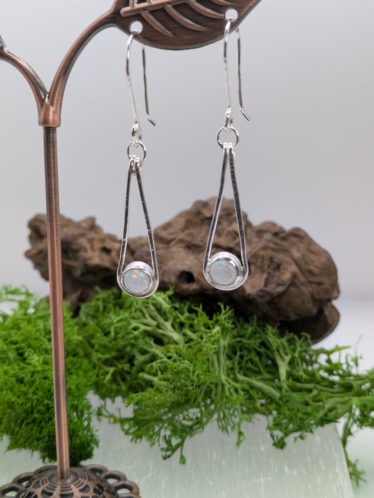 Celestial Glow – Kyocera Opal & Fully Hallmarked Sterling Silver Earrings