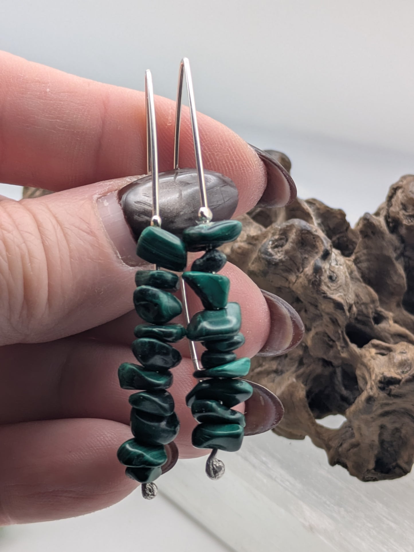 Malachite Sterling Silver Earrings, Handmade in the UK, Hypoallergenic Gemstone Jewellery for Everyday Confidence