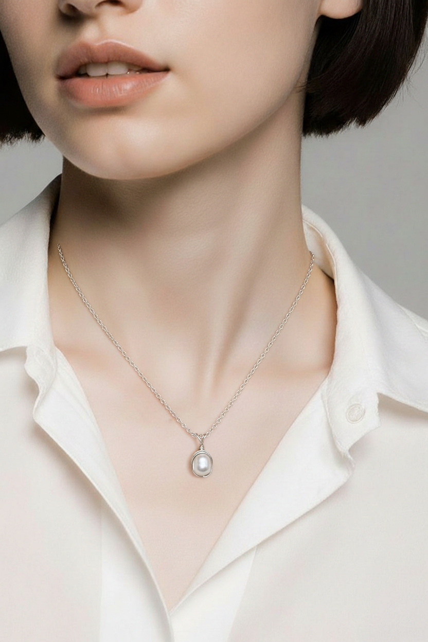 Freshwater Pearl Necklace Wrapped in Sterling Silver Grace