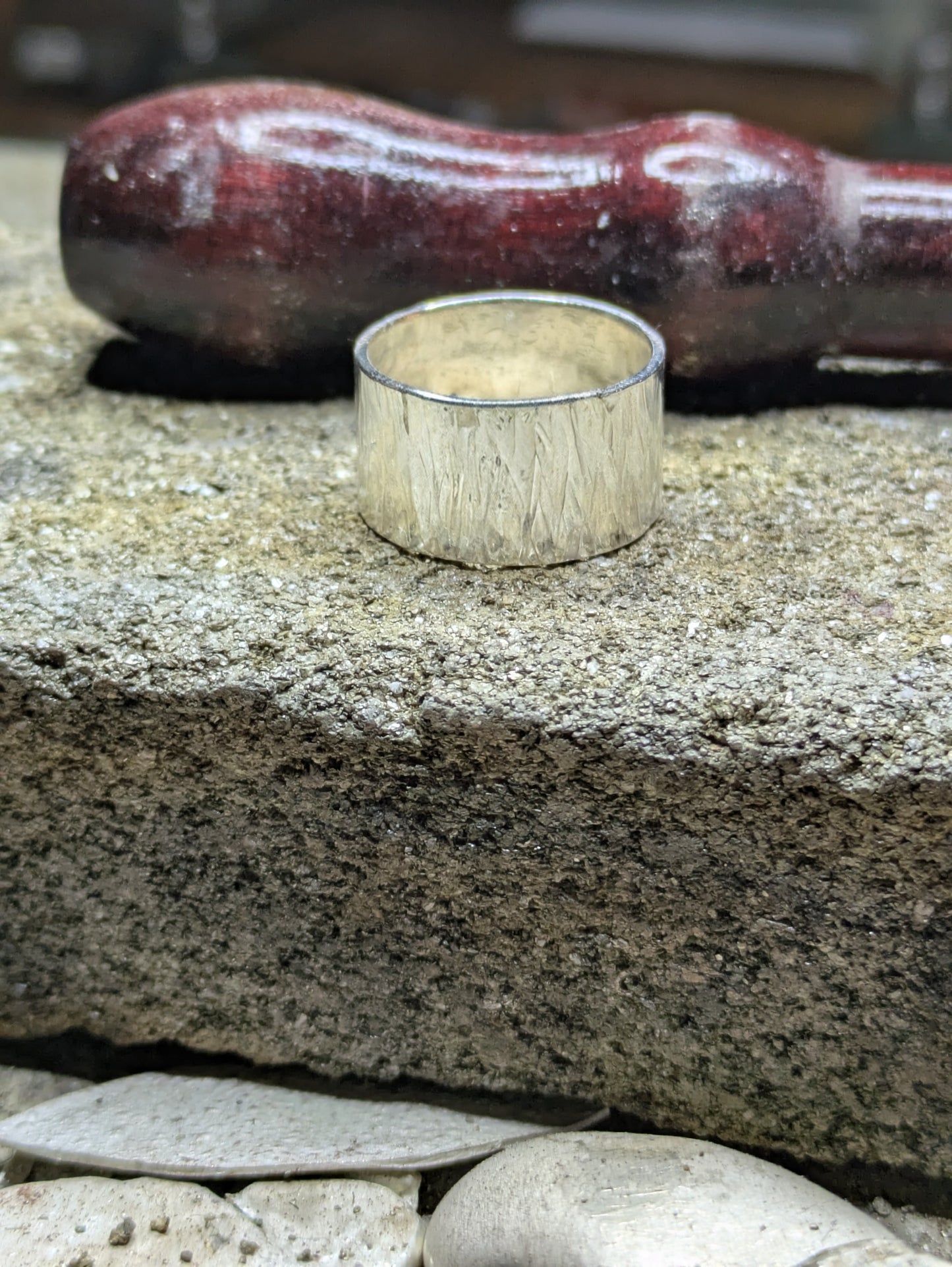 10mm Bark Textured Sterling Silver Ring, Raw, Earthy, Handcrafted Strength