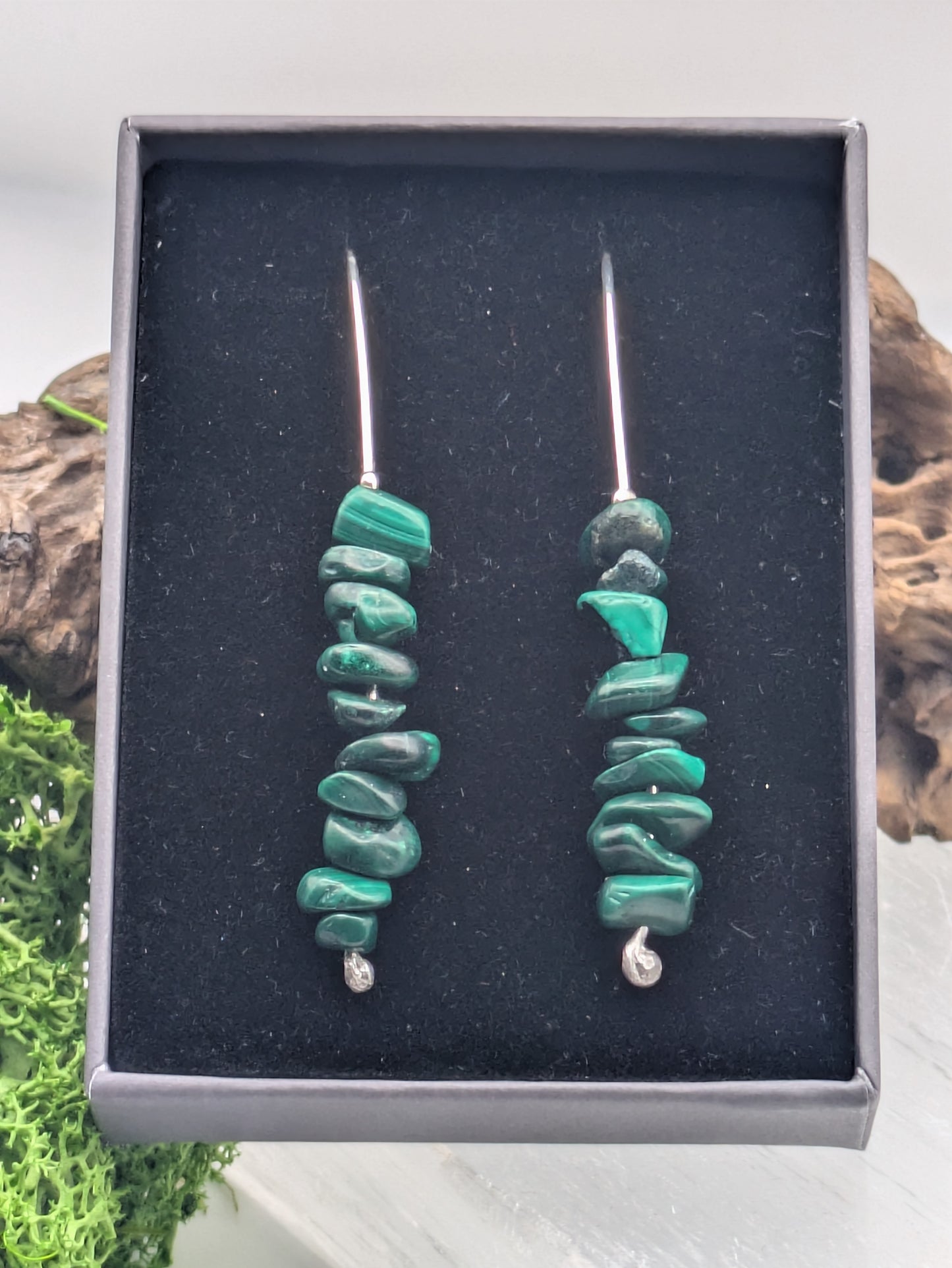 Malachite Sterling Silver Earrings, Handmade in the UK, Hypoallergenic Gemstone Jewellery for Everyday Confidence