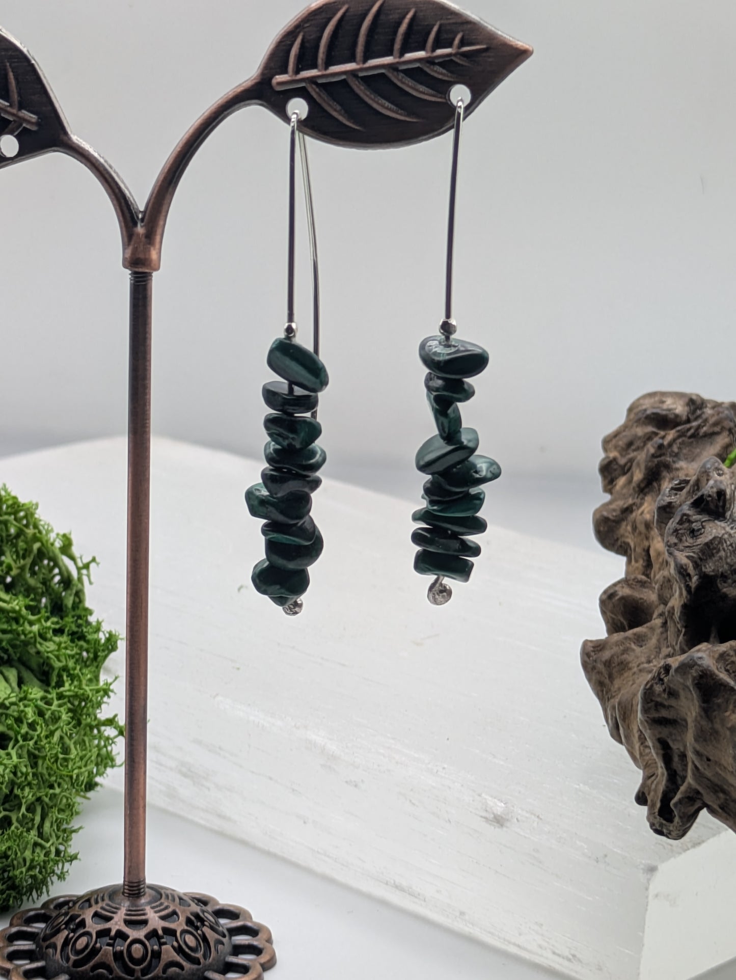 Malachite Sterling Silver Earrings, Handmade in the UK, Hypoallergenic Gemstone Jewellery for Everyday Confidence