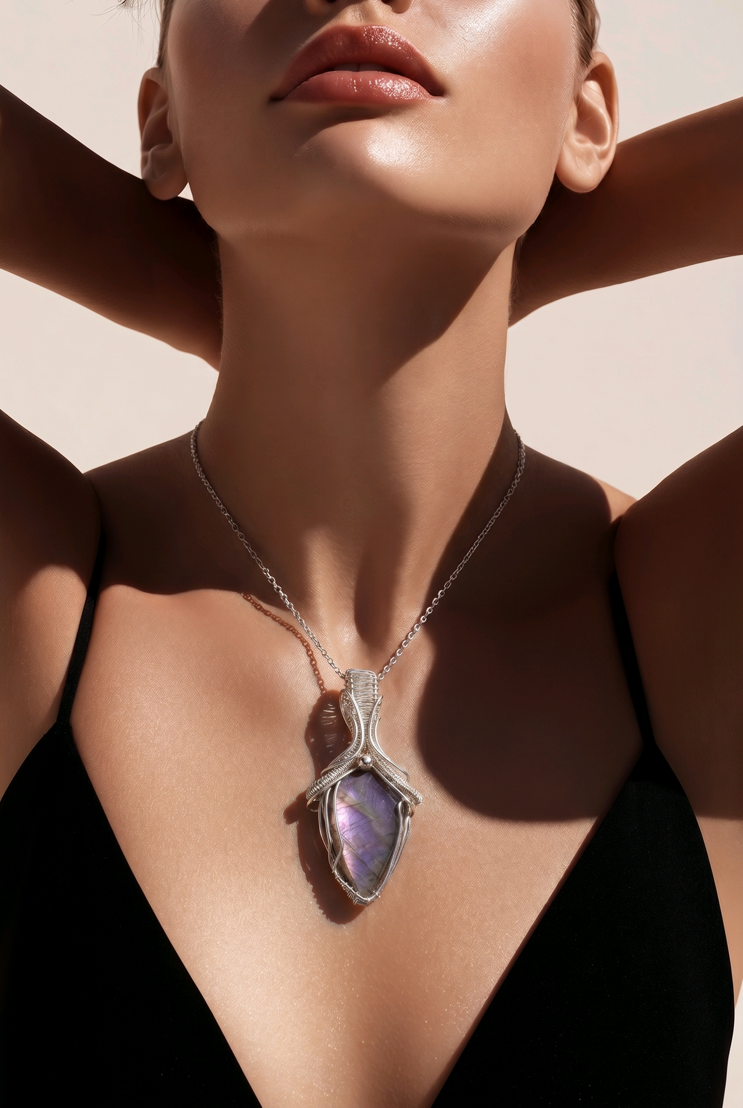 Labradorite Pendant, Sterling Silver Wrapped Necklace, Healing Crystal