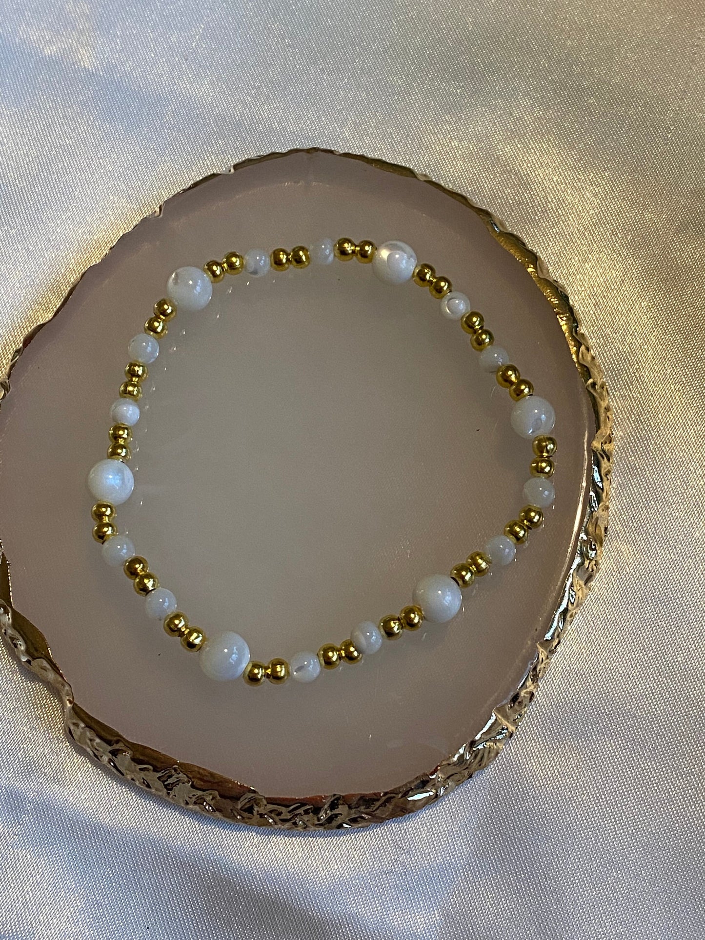 Mother of Pearl Gemstone Bracelet, Unique Handmade Gift,