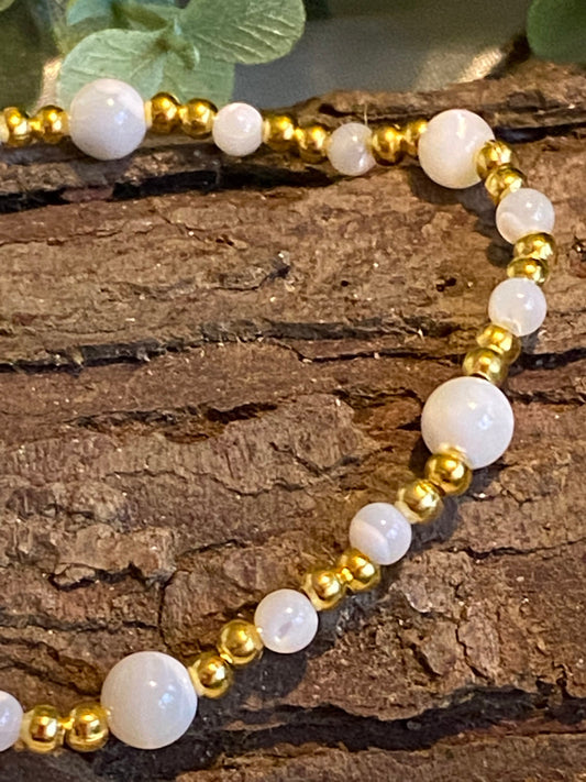 Mother of Pearl Gemstone Bracelet, Unique Handmade Gift,