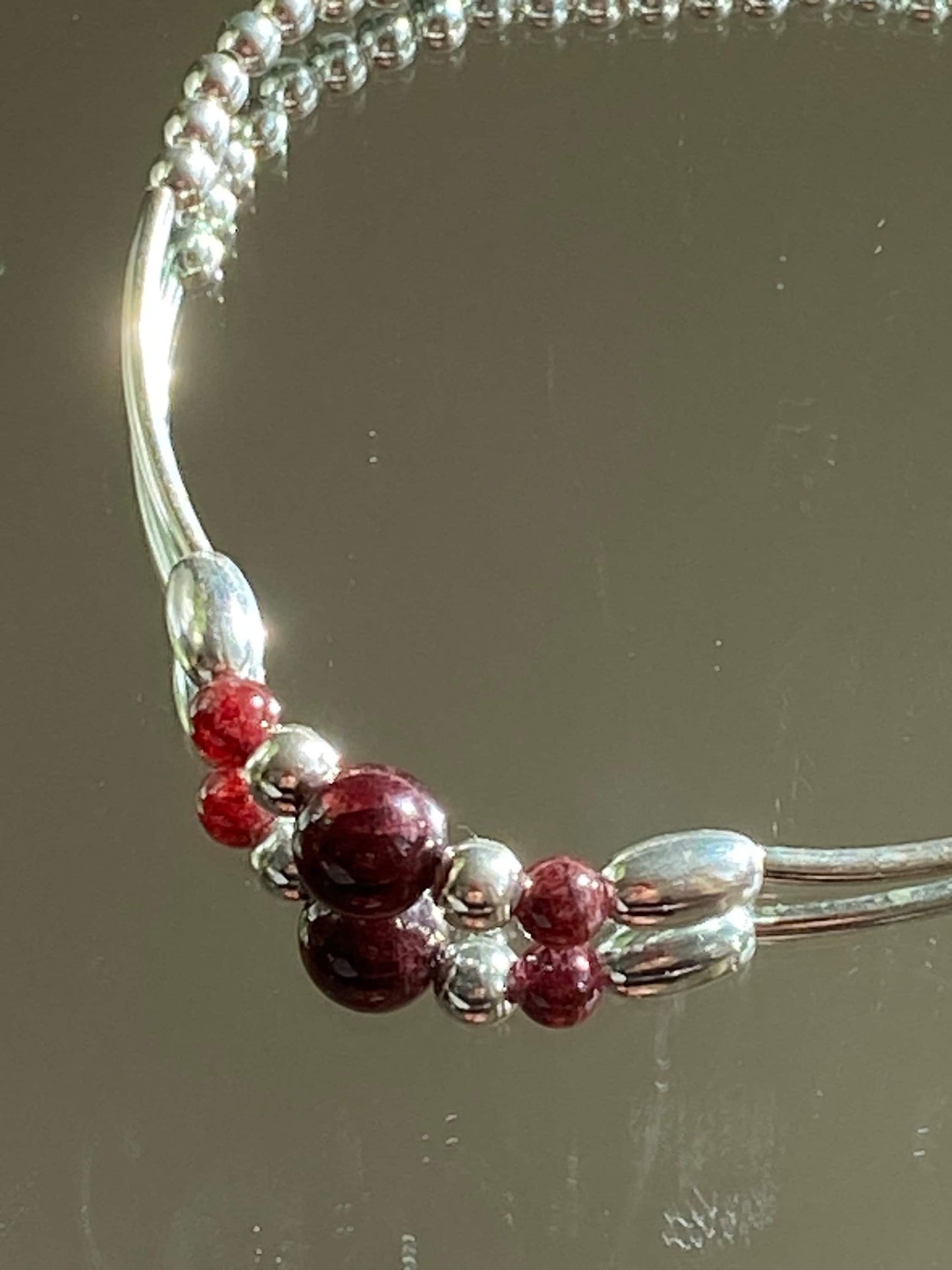 January Birthstone Bracelet, Garnet Gemstone and Sterling Silver Crystal Bracelet, Unique Handmade Gift,