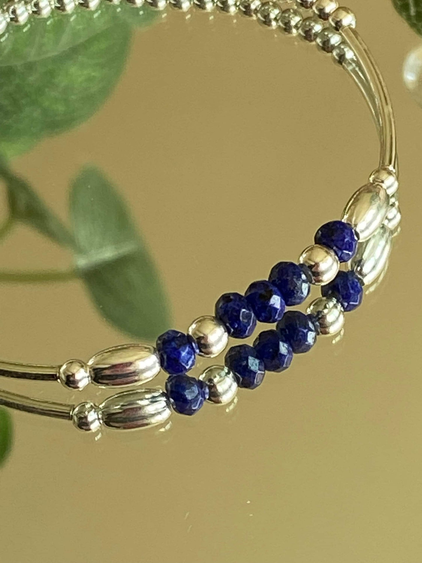 Sapphire Gemstone and Sterling Silver Crystal Bracelet, Unique Handmade Bracelet,