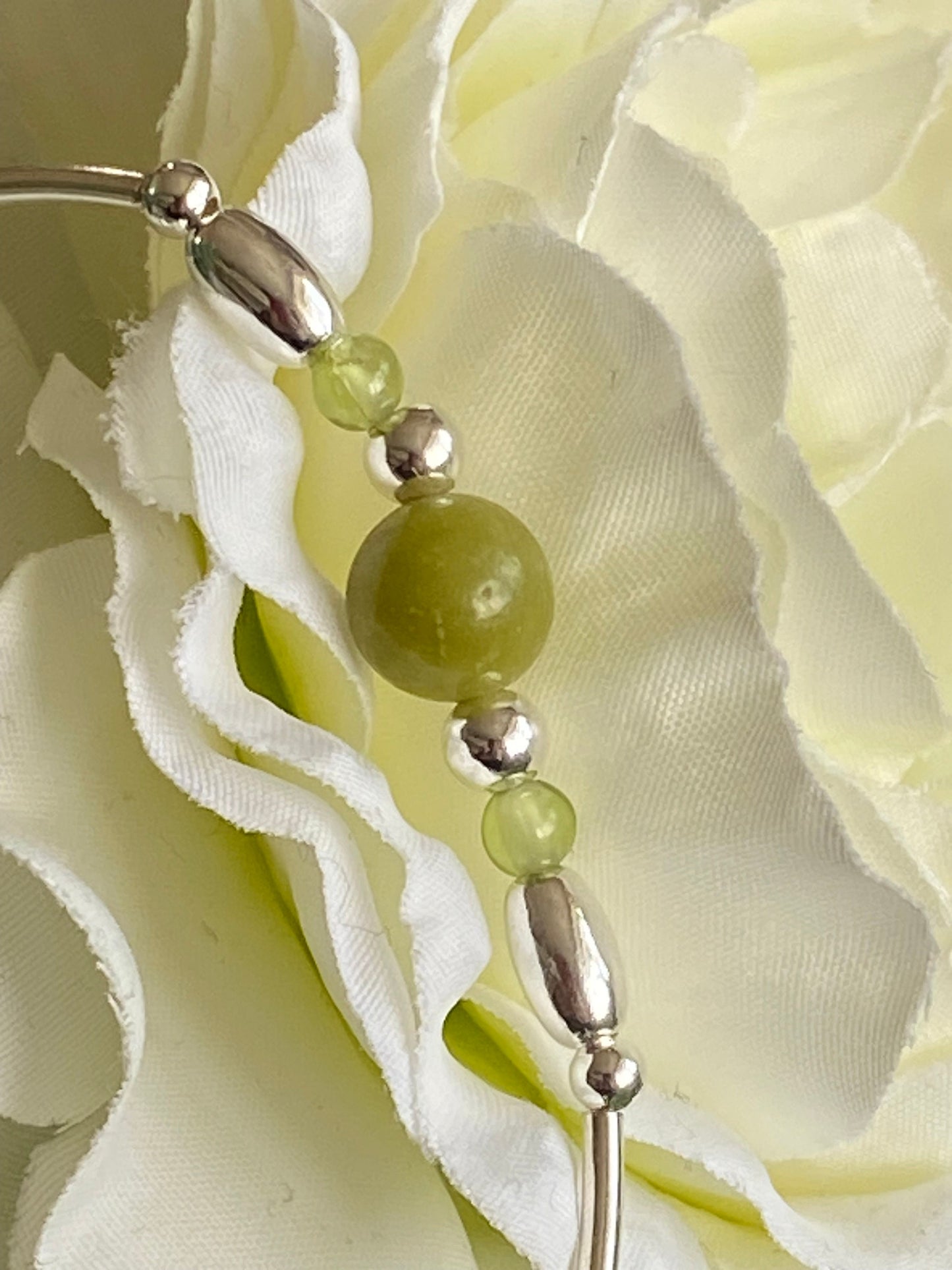 August Birthstone Bracelet, Peridot Gemstone and Sterling Silver Crystal Bracelet, Unique Handcrafted Gift