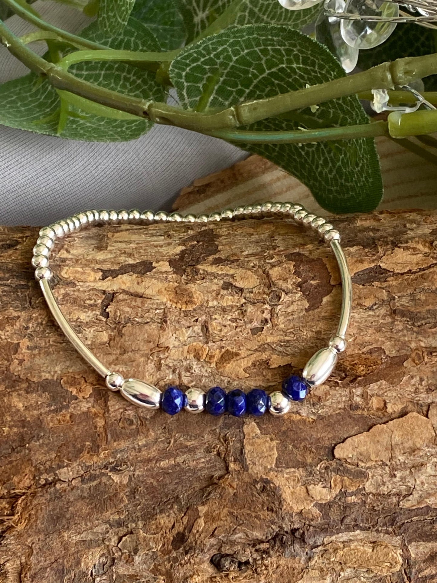 Sapphire Gemstone and Sterling Silver Crystal Bracelet, Unique Handmade Bracelet,