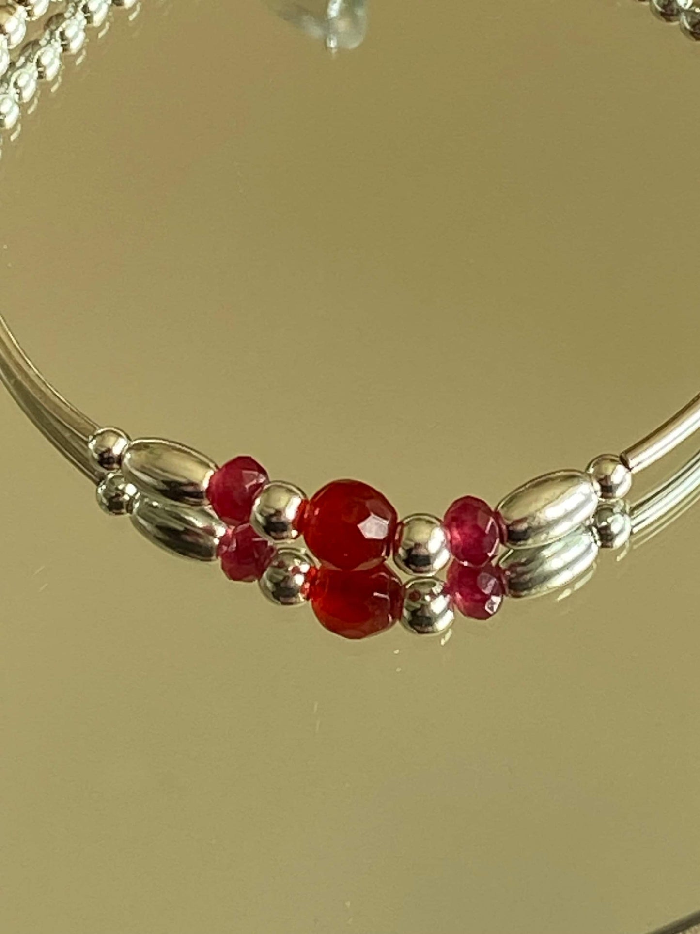 July Birthstone Bracelet, Ruby Gemstone and Sterling Silver Crystal Bracelet, Unique Handmade Gift,